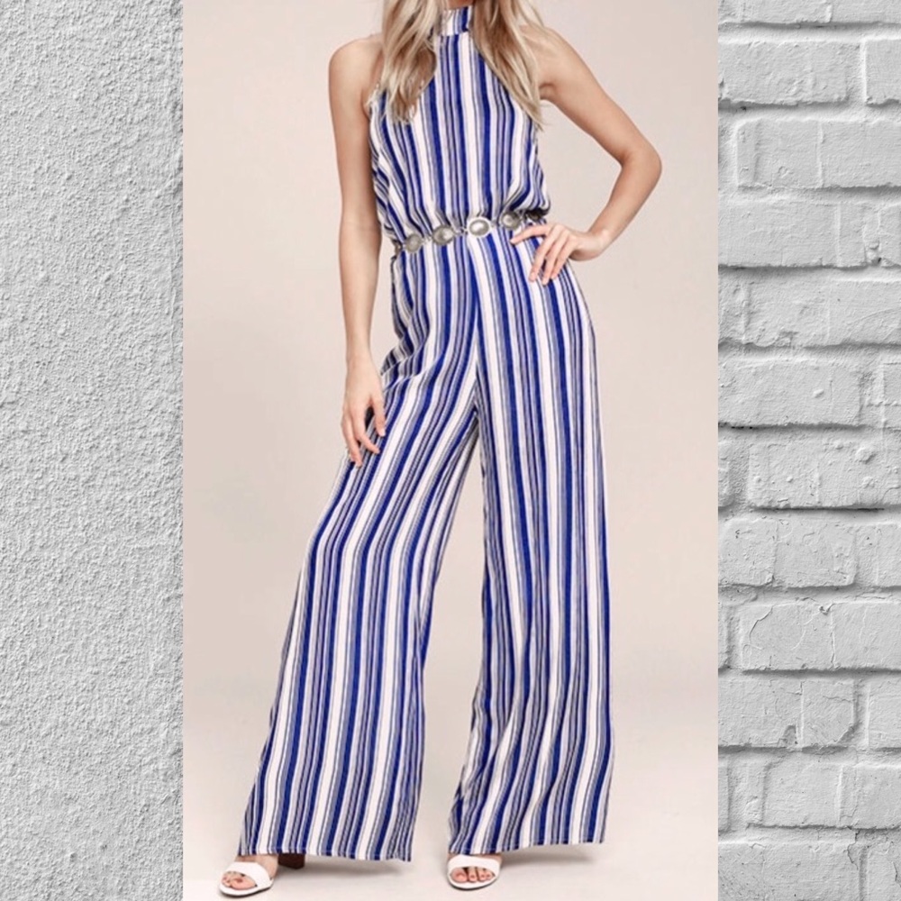 Tall Striped Halter Jumpsuit